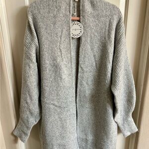 Umgee Women's Light Gray Ribbed Cardigan